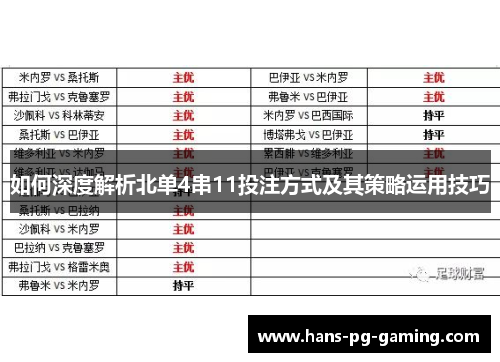 如何深度解析北单4串11投注方式及其策略运用技巧